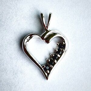 Blue Sapphire Heart Pendant Sterling Silver 925
